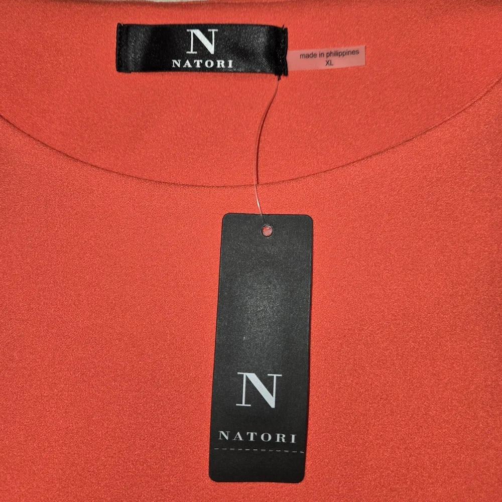 Natori Dress XL Knit Crepe Embroidered Sleeves Pockets NWT Original $170 FLAWED - Picture 7 of 12